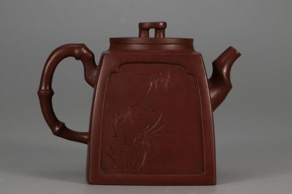 朱可心四方竹紫砂壶带证书