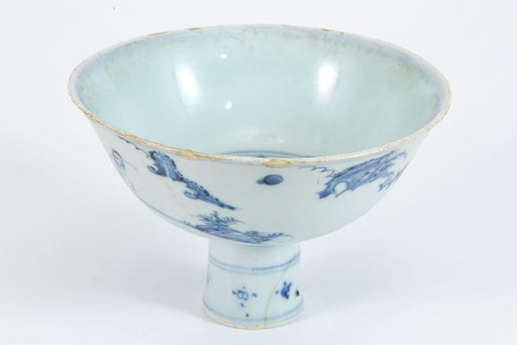 成化青花人物纹高足碗