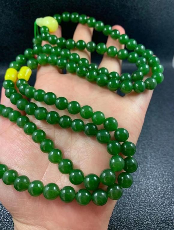 和田玉碧玉8mm圆珠108颗佛珠
