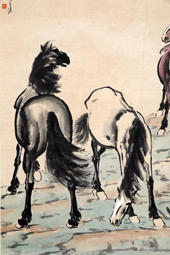 日本松町古美徐悲鸿 三骏图