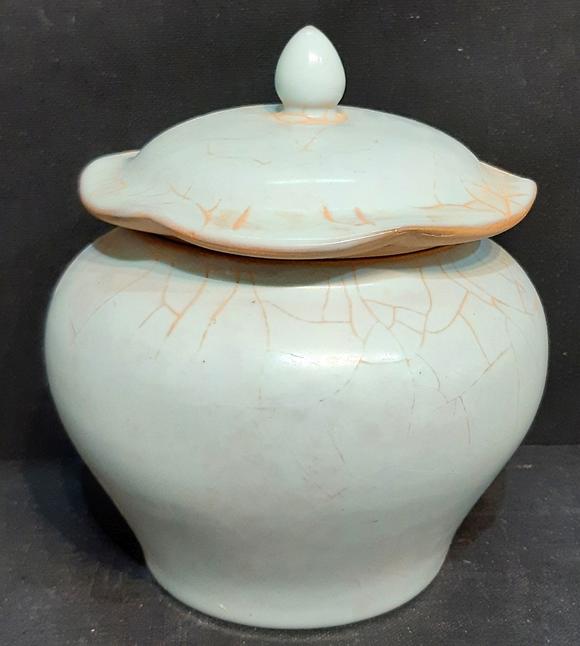 书画艺拍青釉盖罐