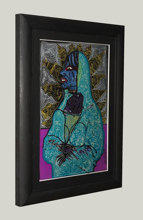 robert combas (né en 1957) - joconde du cté noir - te