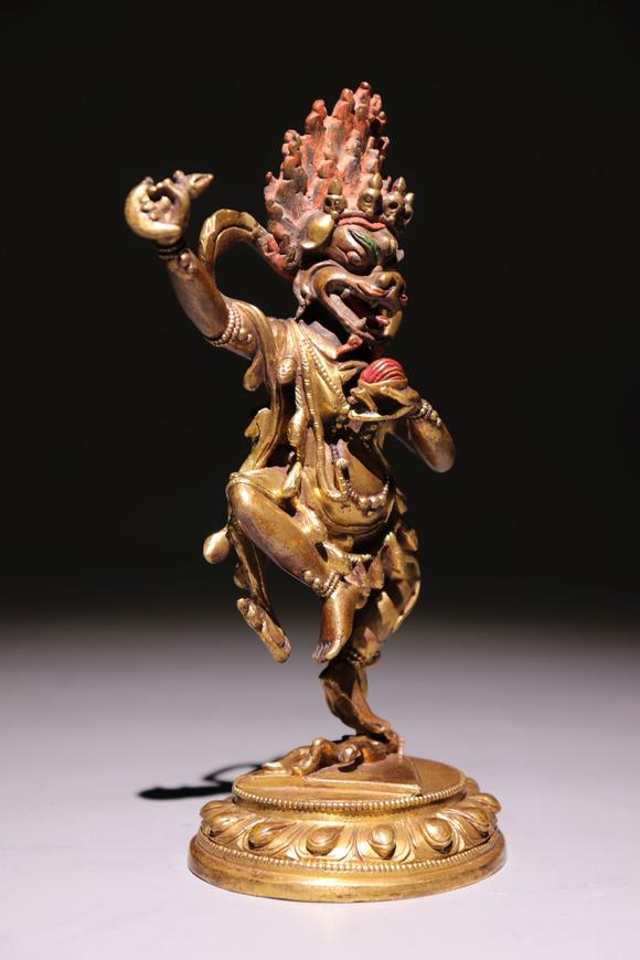 bronzegildingandcolorfulmusickingkong铜鎏金加彩上乐金刚像