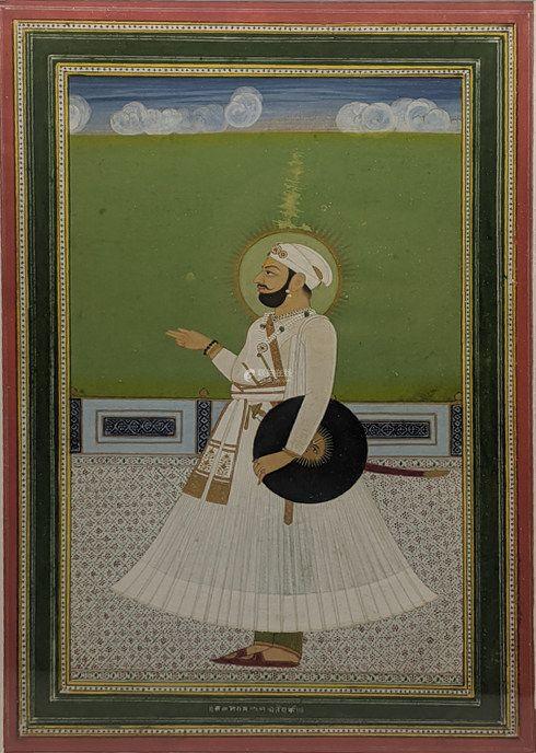 russell auctioneers20th century indian gouache of an emperor