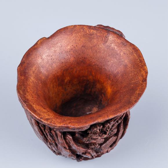 名古屋国际拍卖"云生"款 竹雕山水楼阁人物纹犀角杯