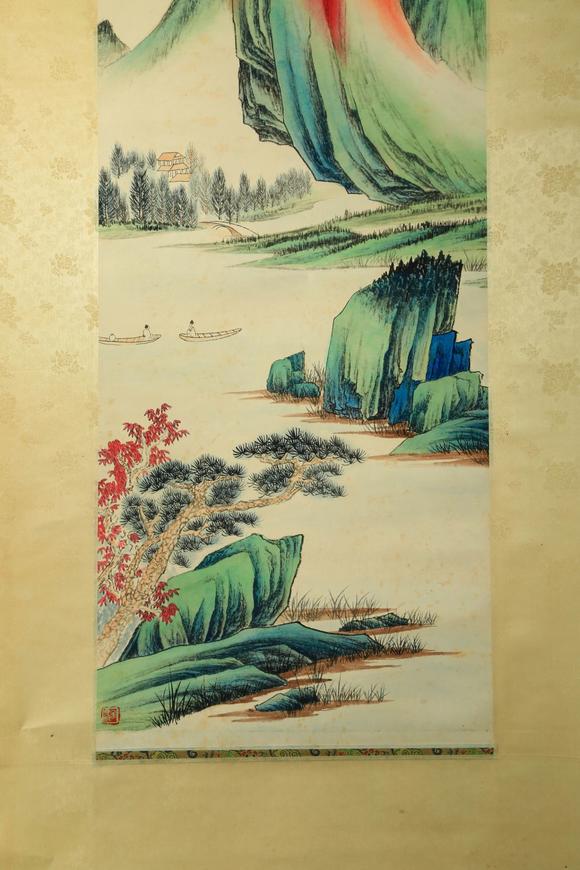 张大千青绿山水achineselandscapepaintingzhangdaqianmark