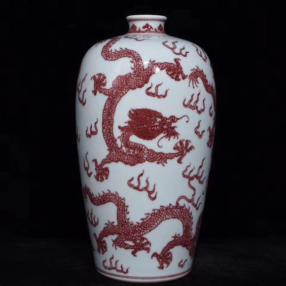 雍正釉里红龙纹梅瓶a02chineseunderglazedcopperred02porcelain