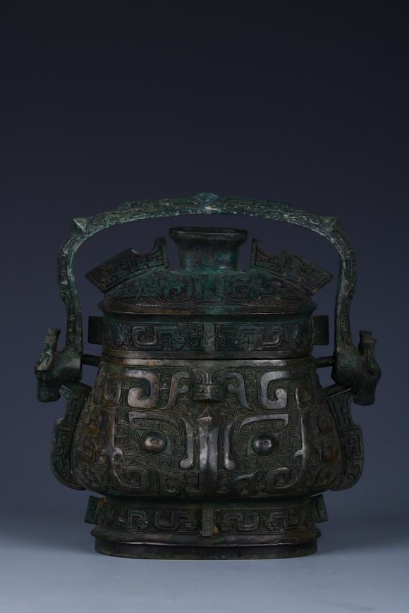 旧藏西周青铜提梁壶achinesebronzeloophandlepot