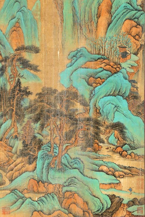 thegreenlandscapepintedbywangyuanqi王原祁青绿山水