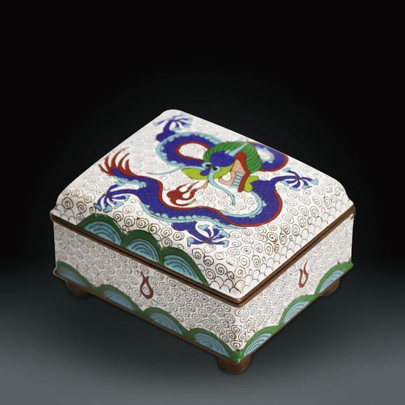 清景泰蓝龙纹首饰盒