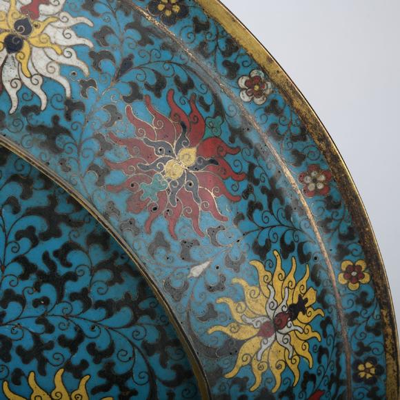 日本金文渊景泰蓝龙凤纹盘