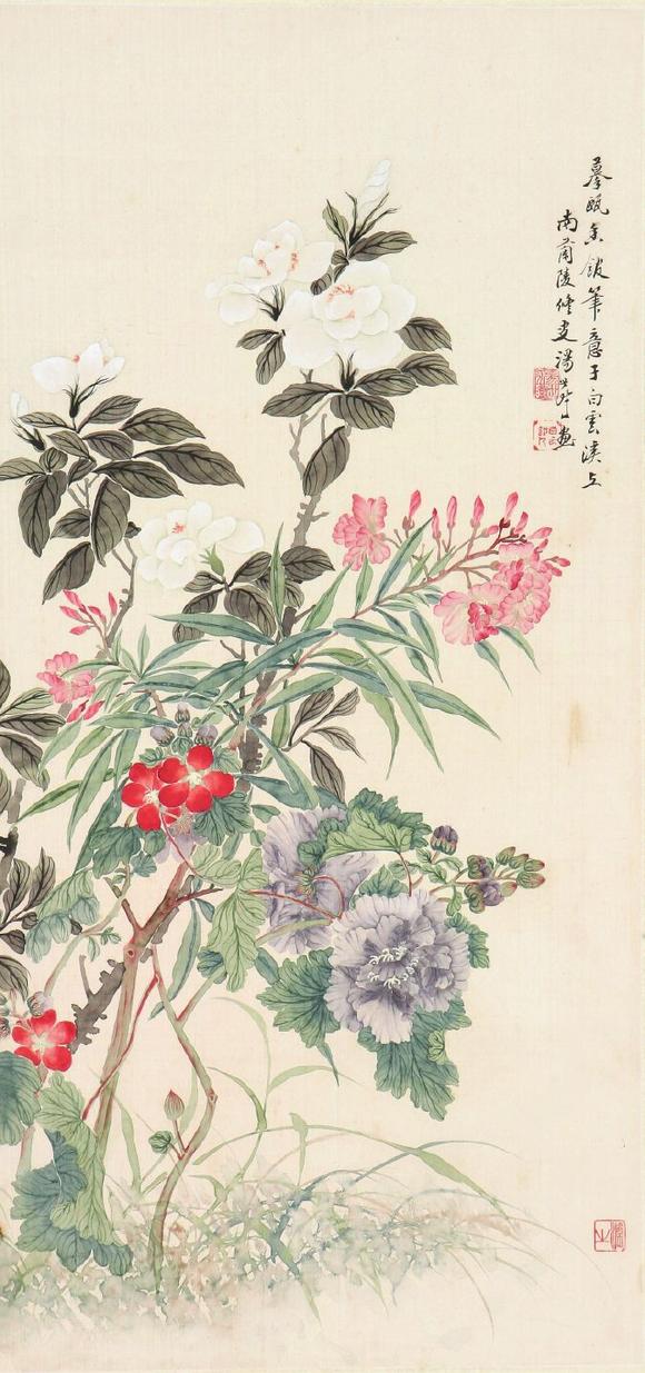 榮寶齋(濟南)湯世澍(1831-1903) 百花爭豔