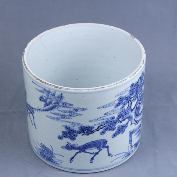 清早期青花笔筒