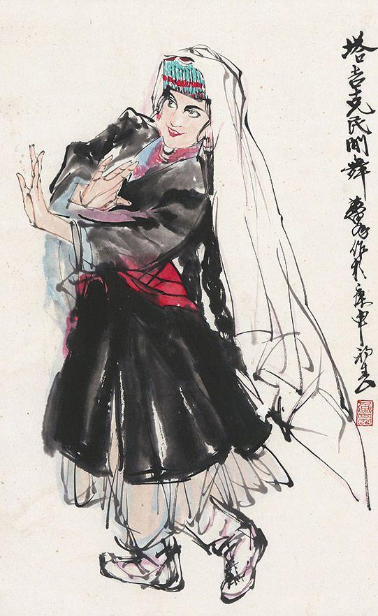 安徽九乐黄胄 人物立轴