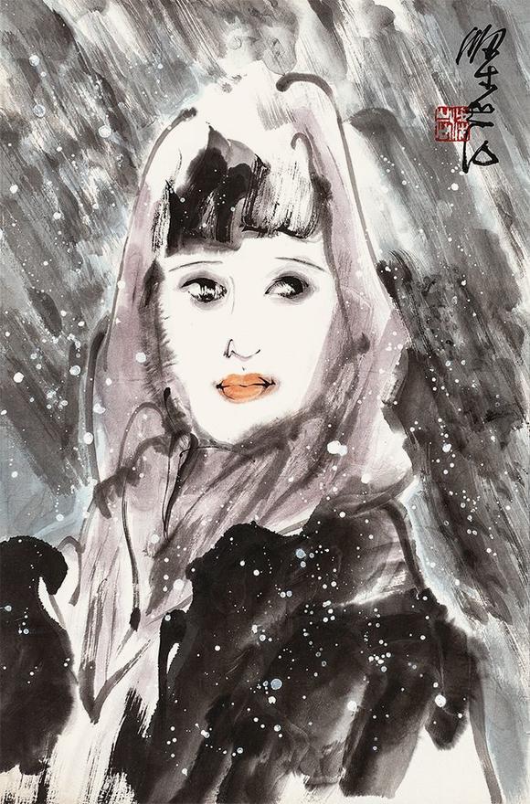 天津海天梁岩  侍女