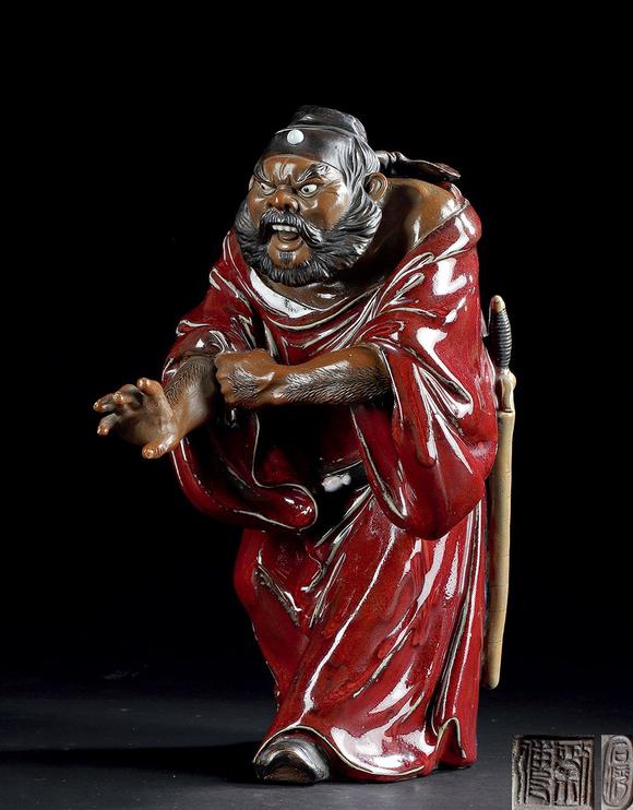 刘传作石湾窑钟馗捉鬼