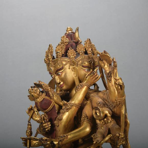 铜鎏金双身欢喜佛