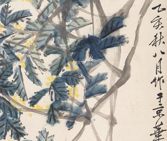 齐白石桂花白兔