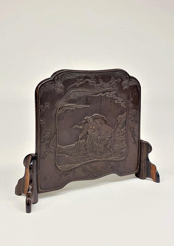 祁阳石人物纹砚屏