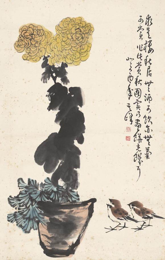 孙其峰菊花麻雀