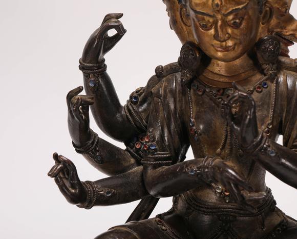 清代铜鎏金三头六臂度母coppergiltthreeheadedsixarmedmotherfrom