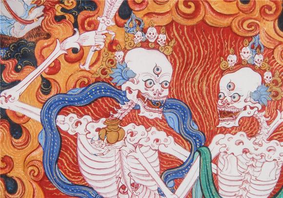 ken & lc auction galleryqing dynasty, thangka of skeleton.